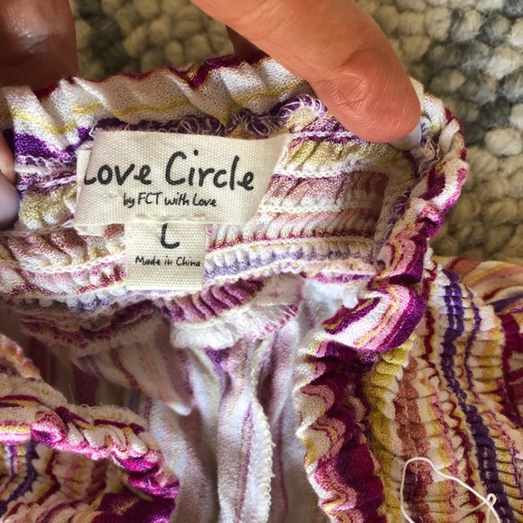 Love Circle brand wide leg flowy stripe pant size L - Picture 3 of 4